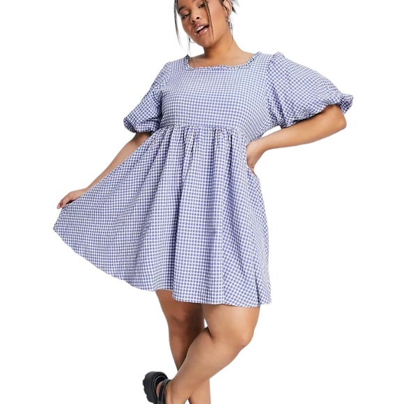 Sister Jane Pebble Gingham Mini Dress in Blue/White Sz 16 - Picture 10 of 15